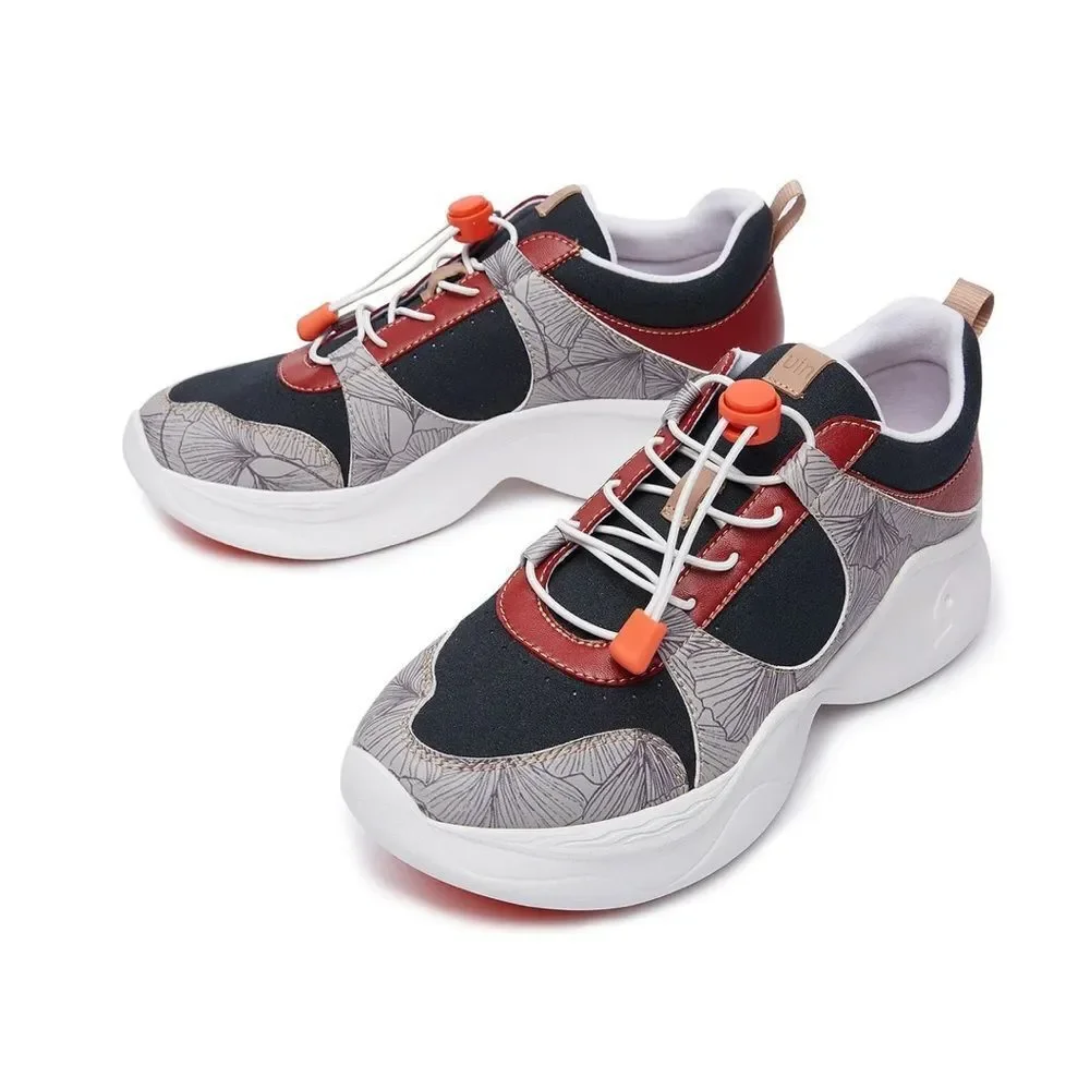 UIN Women's Chunky Sneakers Walking Casual Shoes (Fall-Dark Red )New No Box